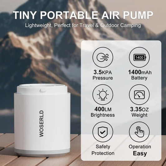 Mini Inflator Pump Light Inflate Deflate Portable Electric Air Pump for Air Mattresses Beds Swimming Ring Outdoor Camping Pump