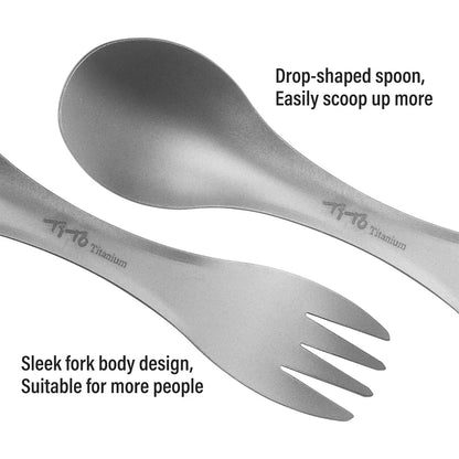 2Pcs Titanium Spork Spoon Fork Knife