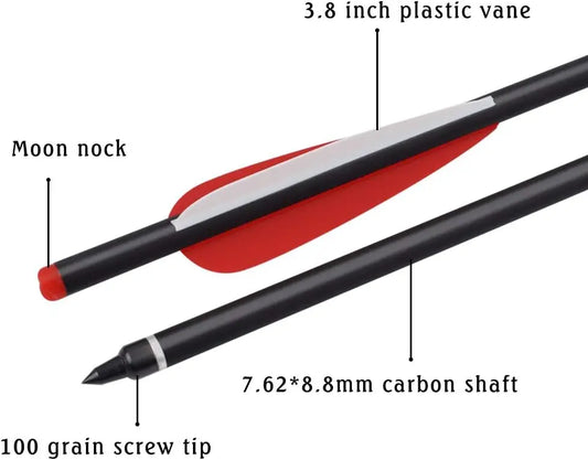 12pcs Crossbow Carbon Arrows 20 22 inch