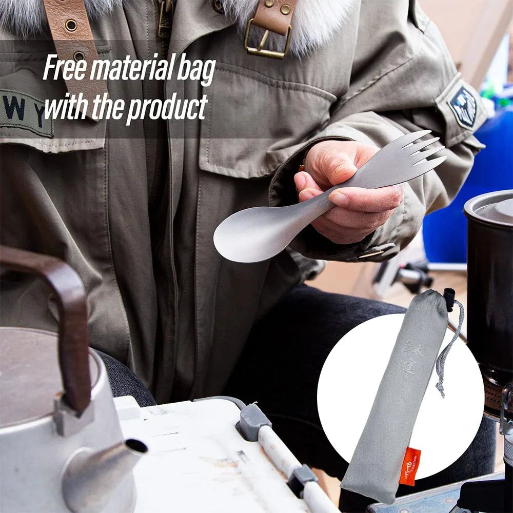 2Pcs Titanium Spork Spoon Fork Knife