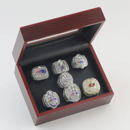 6 pcs/set of American Football Championship ring set Souvenir Gift Friend Ring Gift Fan souvenir ring