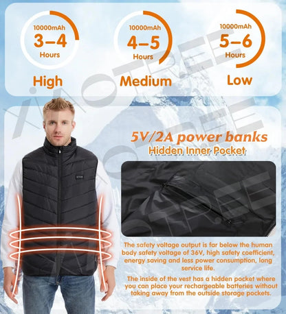 Heated Vest Men Jacket  Womens  Usb