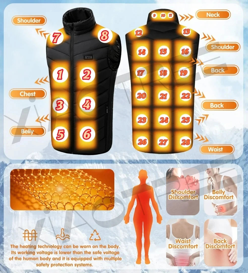 Heated Vest Men Jacket  Womens  Usb