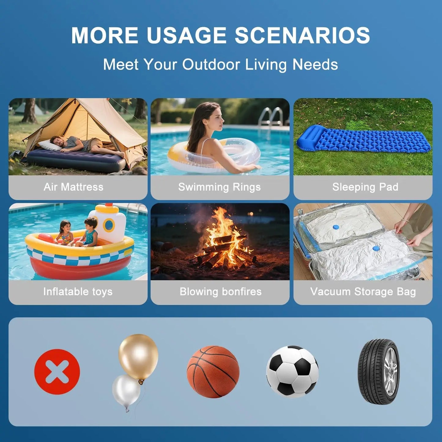 Mini Inflator Pump Light Inflate Deflate Portable Electric Air Pump for Air Mattresses Beds Swimming Ring Outdoor Camping Pump