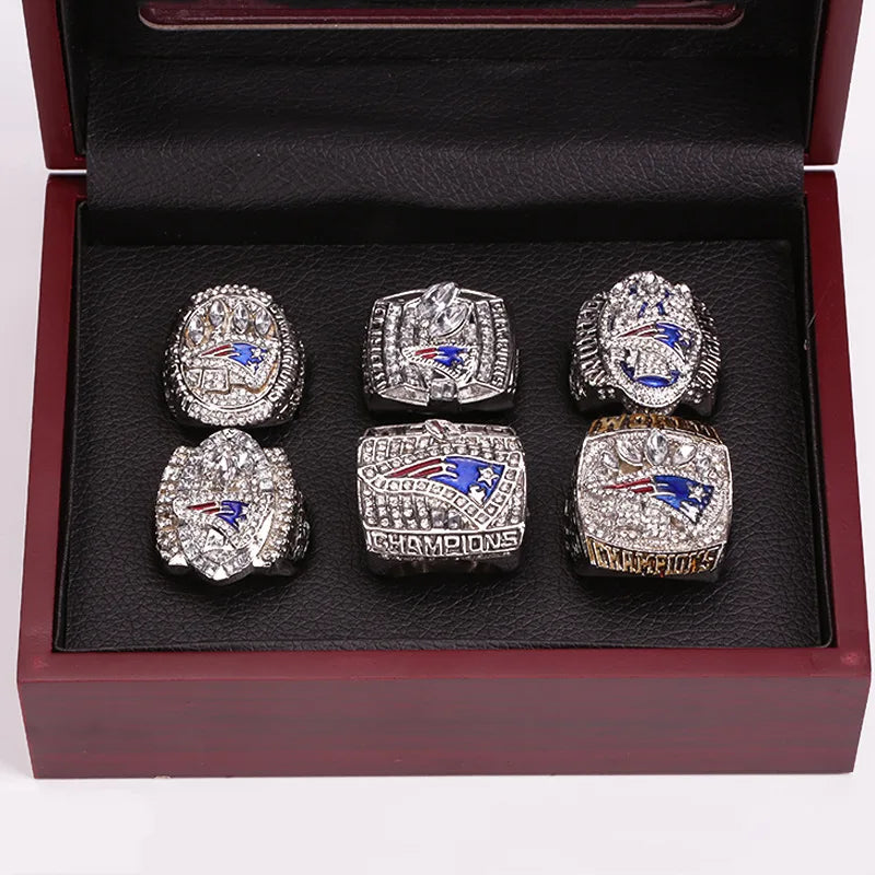 6 pcs/set of American Football Championship ring set Souvenir Gift Friend Ring Gift Fan souvenir ring
