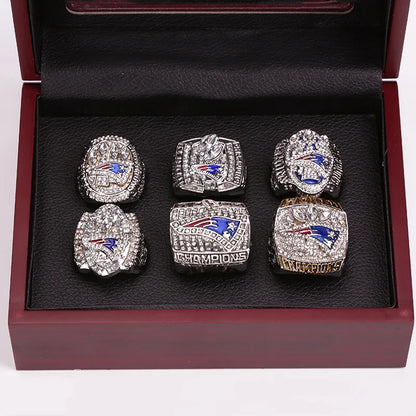 6 pcs/set of American Football Championship ring set Souvenir Gift Friend Ring Gift Fan souvenir ring