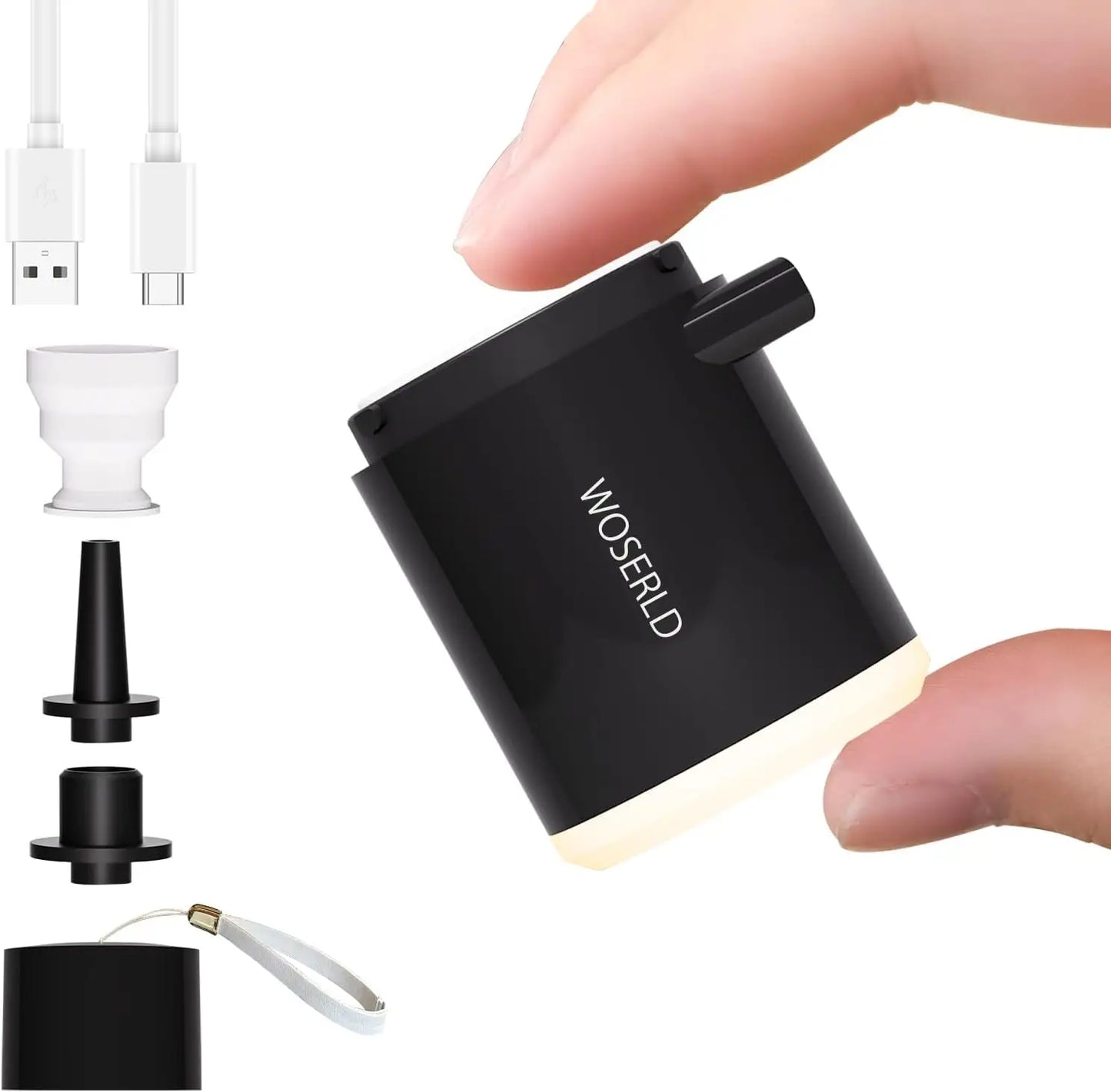 Mini Inflator Pump Light Inflate Deflate Portable Electric Air Pump for Air Mattresses Beds Swimming Ring Outdoor Camping Pump